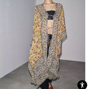 Zara Printed Kaftan Dress - Yellow and Black